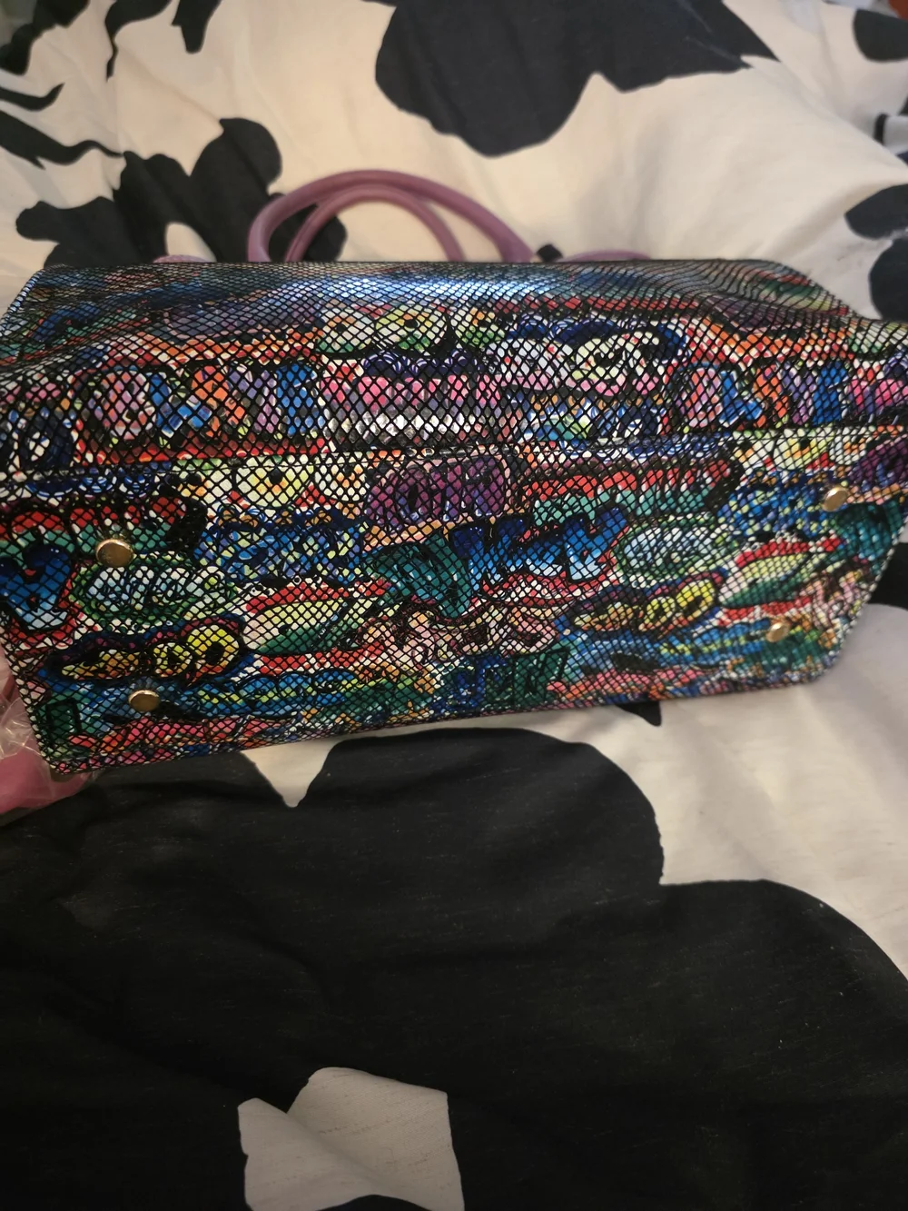 Tirisi Handmade Leather Multicolor Graffiti Satchel w/ Changeable Handles